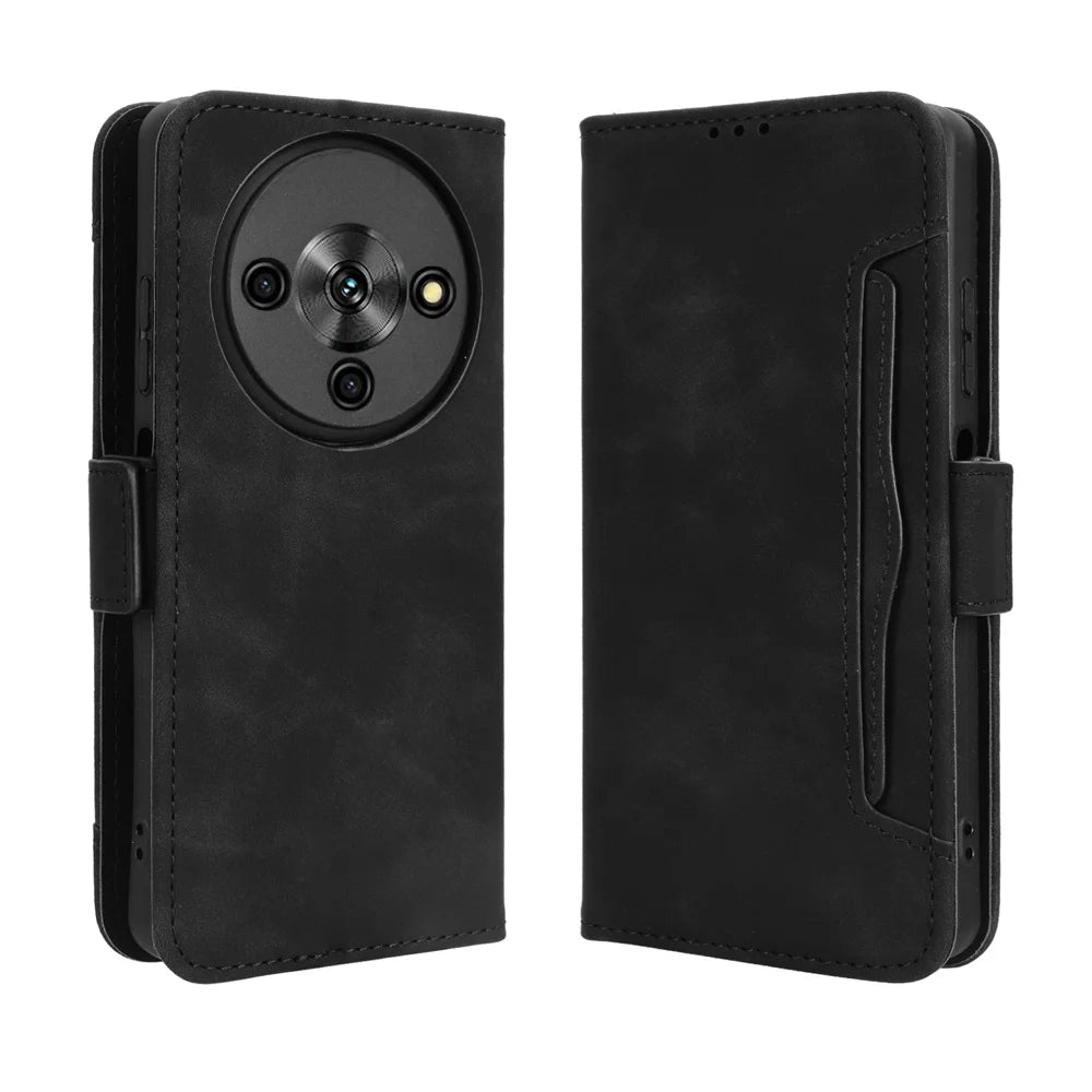 For ZTE Blade A76 5G Leather Case Phone Wallet Cover with Multiple Card Slots - Black - 1