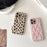 For iPhone 15 Pro Case Down Jacket Leopard Print Acrylic Phone Back Cover - Pink - 5