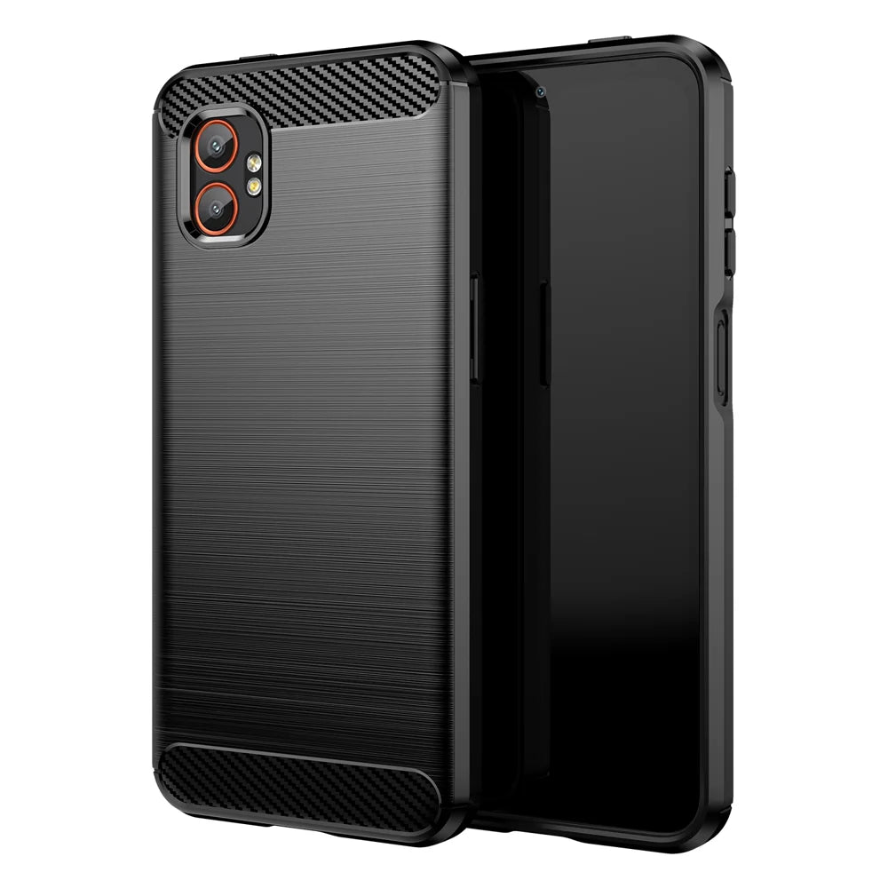 WANLONFENG For Samsung Galaxy XCover7 Pro Case with Screen Film  LS Series Big Lens Hole Brushed Texture TPU Phone Cover - Black - 2