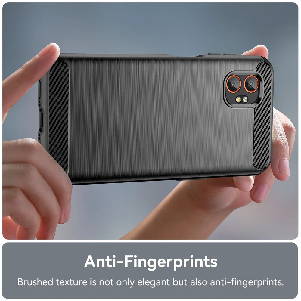 WANLONFENG For Samsung Galaxy XCover7 Pro Case with Screen Film  LS Series Big Lens Hole Brushed Texture TPU Phone Cover - Black - 6