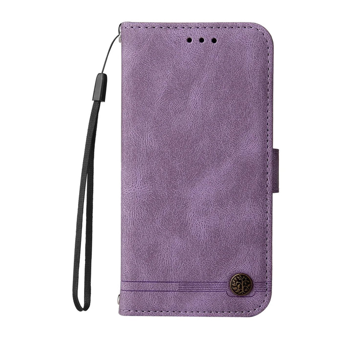 For Samsung Galaxy S25 FE Leather Wallet Cases Skin Touch Phone Cover Stand with Strap - Purple - 5