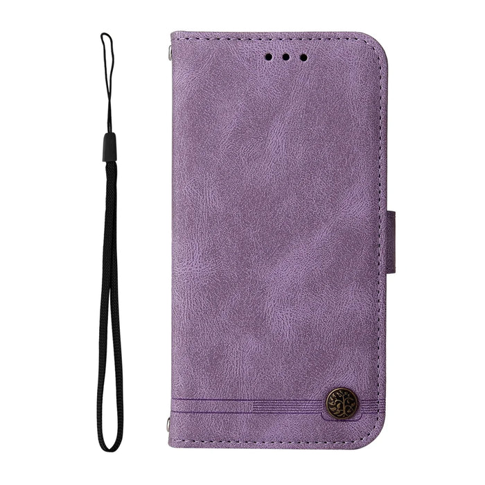 For Samsung Galaxy S25 FE Leather Wallet Cases Skin Touch Phone Cover Stand with Strap - Purple - 6