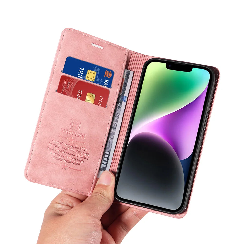 BETOPNICE For TECNO Pop 10 / Infinix Smart 10 Case  Magnetic Closure RFID Blocking Wallet Stand Leather Phone Cover - Pink - 6