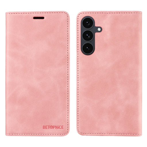 BETOPNICE For Samsung Galaxy S25 FE Case  Magnetic Closure RFID Blocking Wallet Stand Leather Phone Cover - Pink - 1