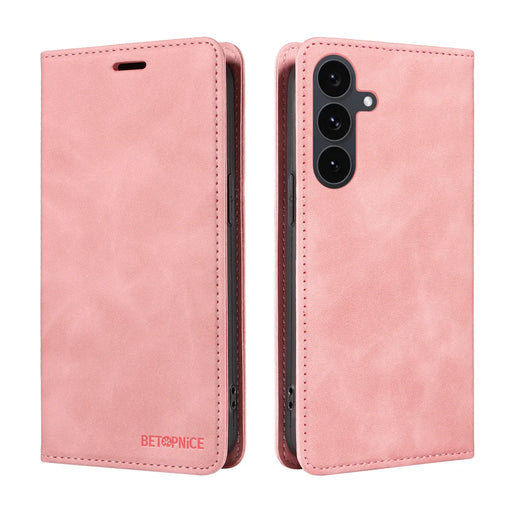 BETOPNICE For Samsung Galaxy S25 FE Case  Magnetic Closure RFID Blocking Wallet Stand Leather Phone Cover - Pink - 2