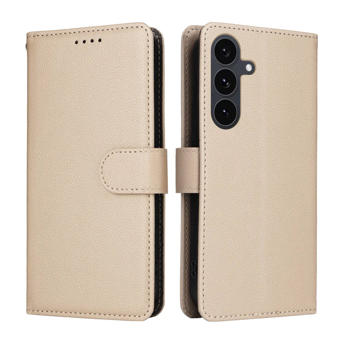 For Samsung Galaxy S25 FE Case RFID Blocking 3 Card Slots PU Leather Phone Cover with Wrist Strap - Creamy White - 2