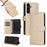 For Samsung Galaxy S25 FE Case RFID Blocking 3 Card Slots PU Leather Phone Cover with Wrist Strap - Creamy White - 5