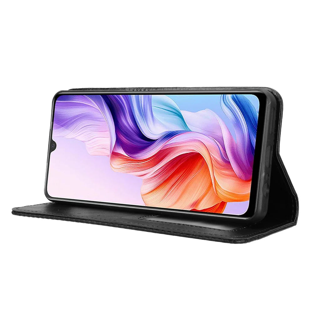 For ZTE Blade A76 5G Leather Case Wallet Stand Retro Texture Phone Cover - Black - 7