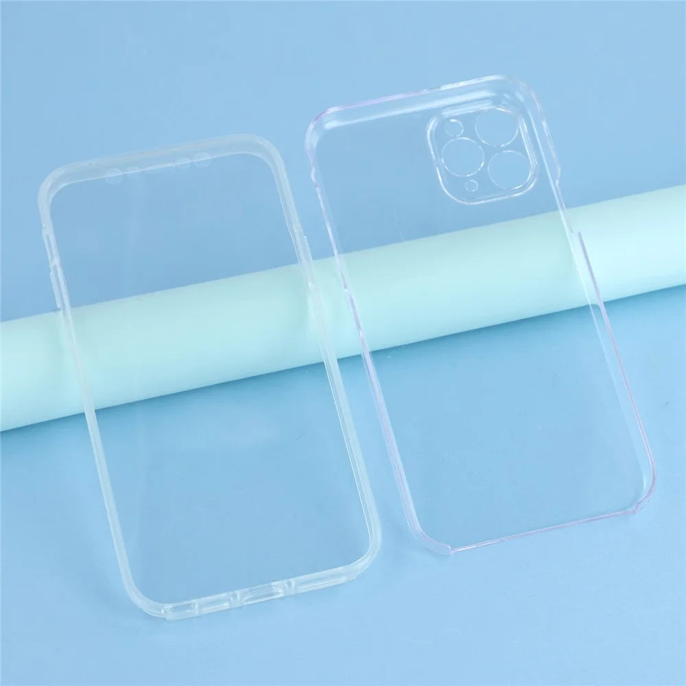 For iPhone 11 Pro Max Case TPU Frame Clear Acrylic Back Phone Cover with PET Film - 3