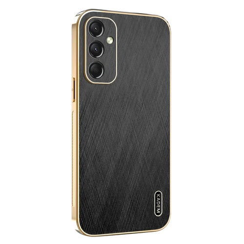 KADEM For Samsung Galaxy A18 5G / A18 4G / A17 5G / A17 4G Case Electroplating Silk Texture PU + TPU Phone Back Cover - Black - 1