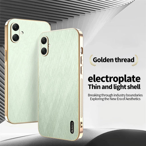 KADEM For Samsung Galaxy A06 4G Case Electroplating Silk Texture PU + TPU Phone Back Cover - Green - 2