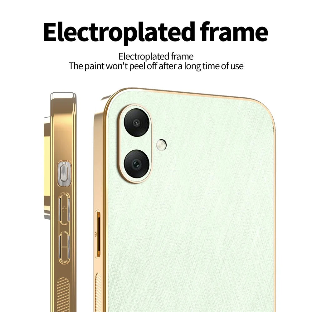KADEM For Samsung Galaxy A06 4G Case Electroplating Silk Texture PU + TPU Phone Back Cover - Green - 3