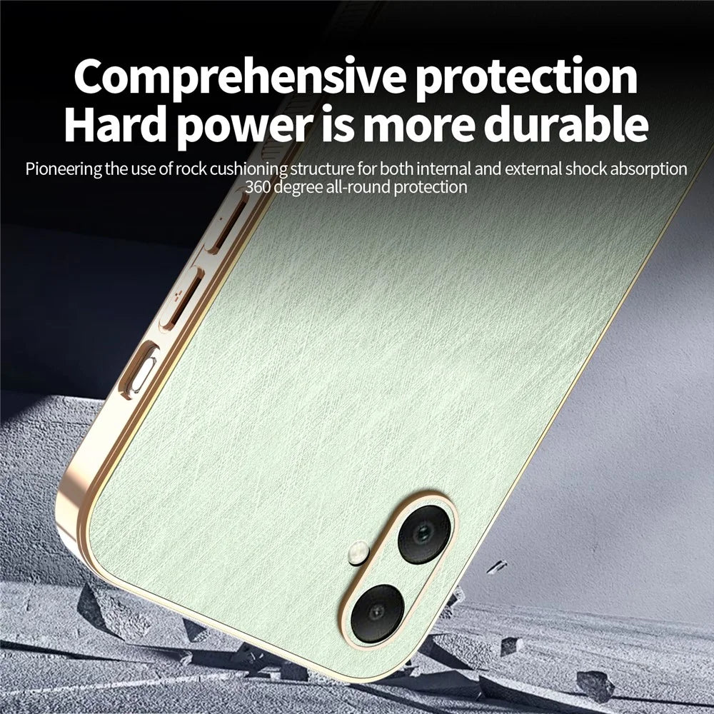 KADEM For Samsung Galaxy A06 4G Case Electroplating Silk Texture PU + TPU Phone Back Cover - Green - 4