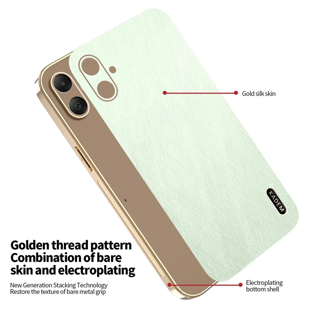 KADEM For Samsung Galaxy A06 4G Case Electroplating Silk Texture PU + TPU Phone Back Cover - Green - 5