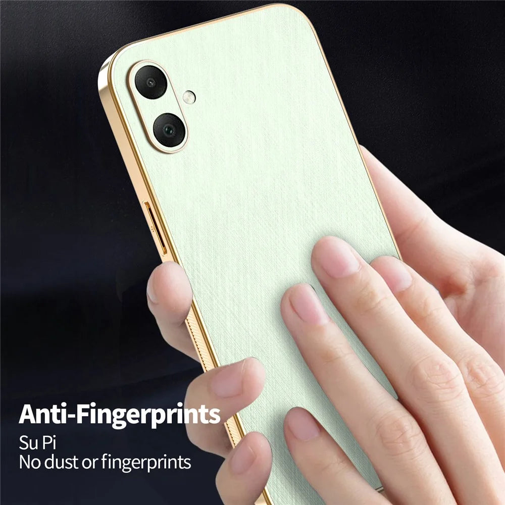 KADEM For Samsung Galaxy A06 4G Case Electroplating Silk Texture PU + TPU Phone Back Cover - Green - 7