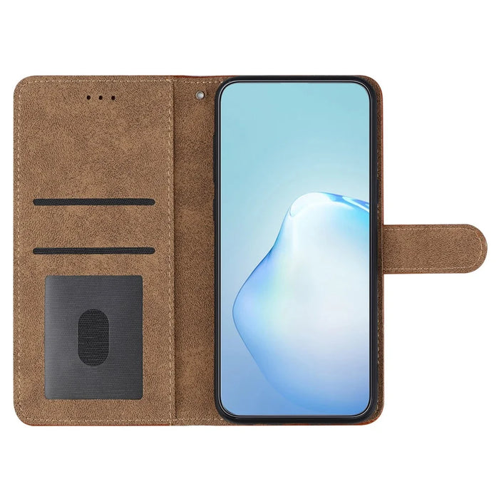 For Samsung Galaxy S25 FE Wallet Case Line Imprinted Cowhide Texture PU Leather Phone Cover - Blue - 2