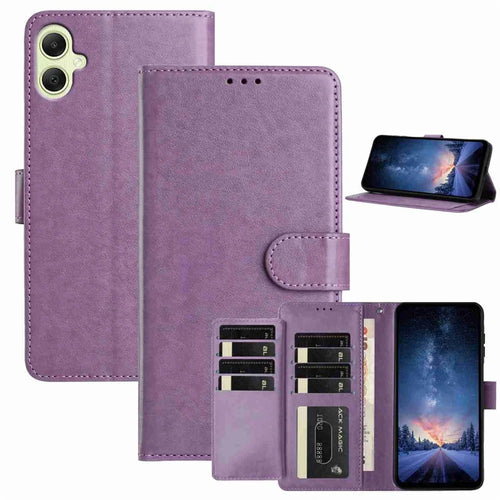 For Samsung Galaxy A08 5G / A08 4G / A07 4G Wallet Phone Case Stand PU Leather Folio Flip Cover with 8 Card Slot - Purple - 1