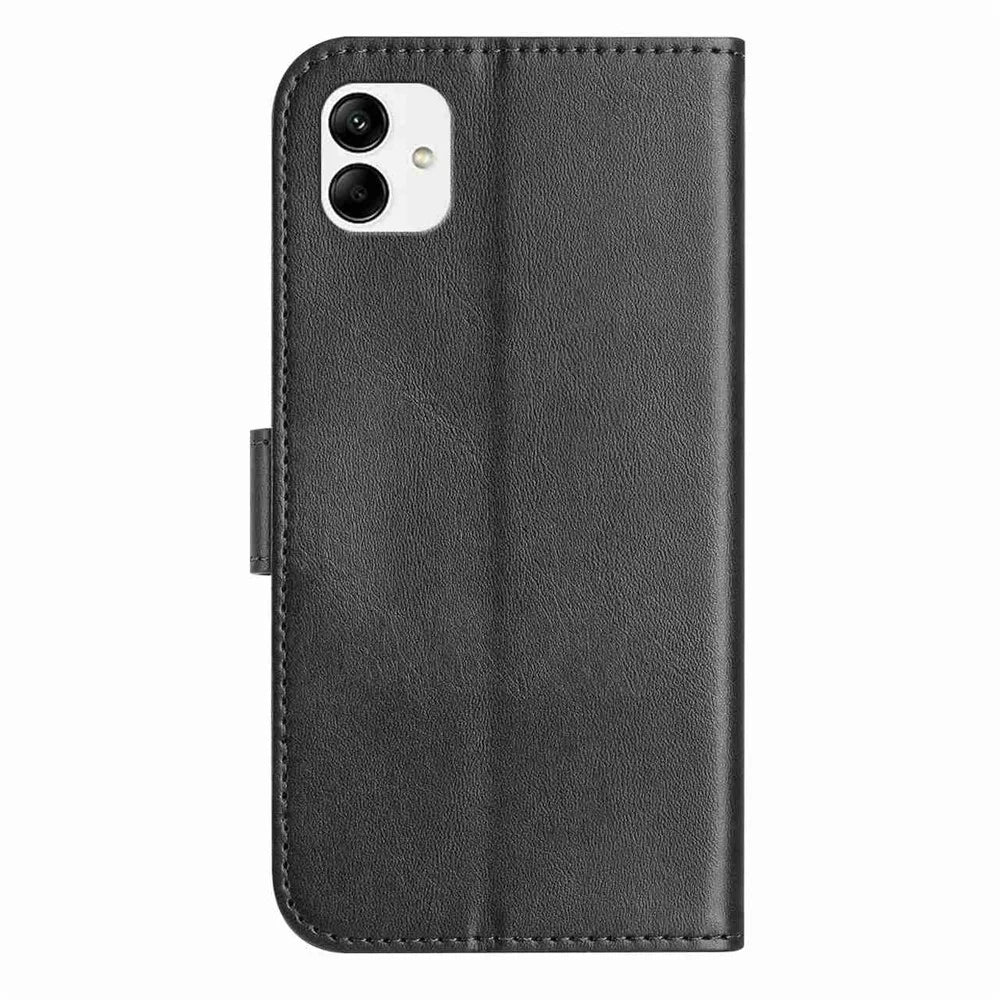 For Samsung Galaxy A08 5G / A08 4G / A07 4G Stand Case PU Leather Wallet Phone Cover S Shape Stitching Design with Strap - Black - 7