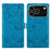 For iPhone 18 Pro / 17 Pro Leather Case Imprinted Floral Pattern Wallet Stand Flip Phone Cover - Blue - 1