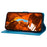 For iPhone 18 Pro / 17 Pro Leather Case Imprinted Floral Pattern Wallet Stand Flip Phone Cover - Blue - 3