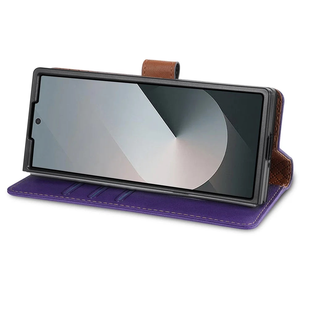 N.BEKUS CSJ-001 For Samsung Galaxy Z Fold7 5G Stand Case PU Leather Wallet Phone Cover - Purple - 3