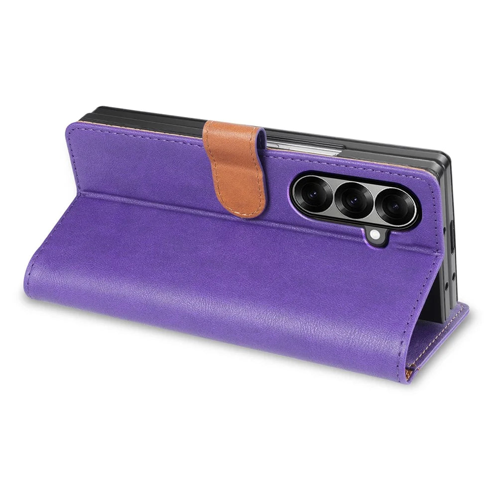 N.BEKUS CSJ-001 For Samsung Galaxy Z Fold7 5G Stand Case PU Leather Wallet Phone Cover - Purple - 4