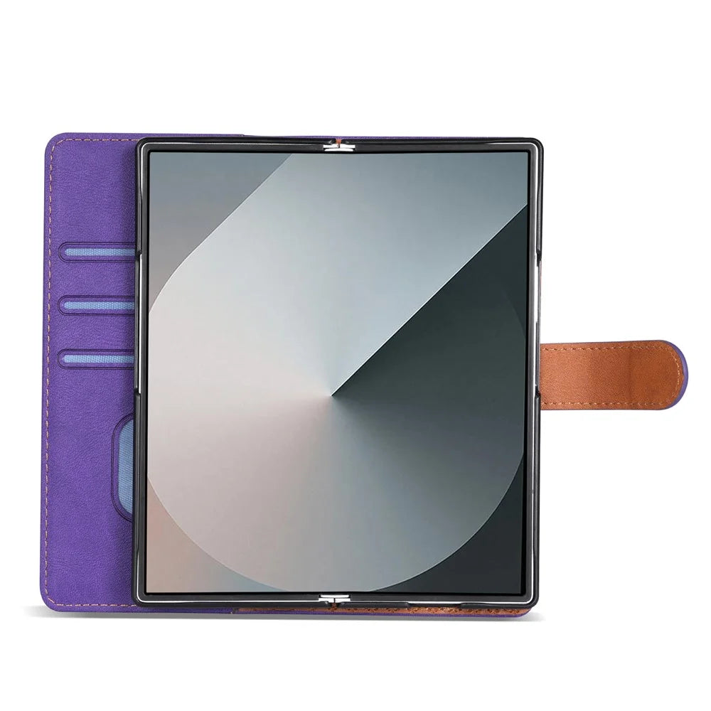 N.BEKUS CSJ-001 For Samsung Galaxy Z Fold7 5G Stand Case PU Leather Wallet Phone Cover - Purple - 5