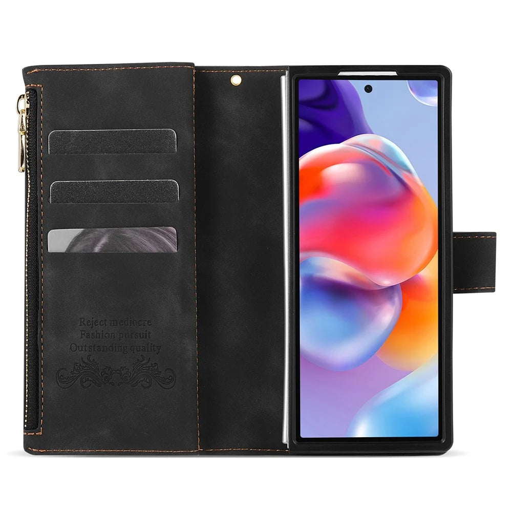 For Samsung Galaxy Z Fold7 5G PU + PC Case Color Splicing Leather Phone Cover with Strap - Black - 2