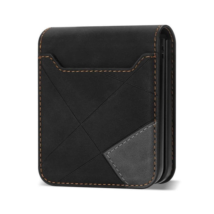 For Samsung Galaxy Z Flip7 5G Case Card Holder Color Splicing PU Leather + PC Phone Cover - Black - 4
