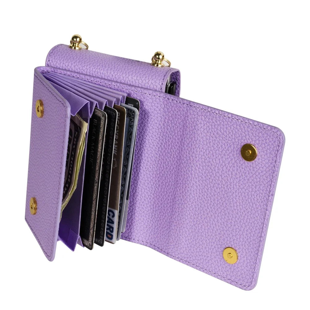 For Samsung Galaxy Z Flip7 5G Case Card Slots PU + PC Phone Cover with Long Strap - Purple - 2