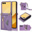 N.BEKUS For Samsung Galaxy Z Flip7 5G Case Zipper Card Holder PU + PC Phone Cover with Shoulder Strap - Purple - 1
