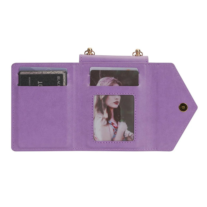 N.BEKUS For Samsung Galaxy Z Flip7 5G Case Zipper Card Holder PU + PC Phone Cover with Shoulder Strap - Purple - 4