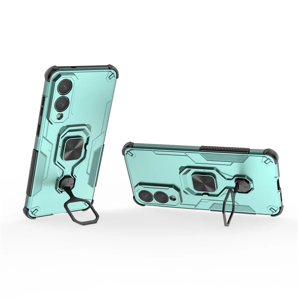 For Samsung Galaxy S25 Edge Case Rotatable Ring Kickstand PC + TPU Shockproof Phone Cover - Green - 2