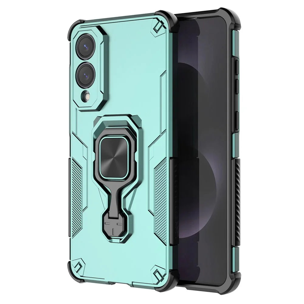 For Samsung Galaxy S25 Edge Case Rotatable Ring Kickstand PC + TPU Shockproof Phone Cover - Green - 4