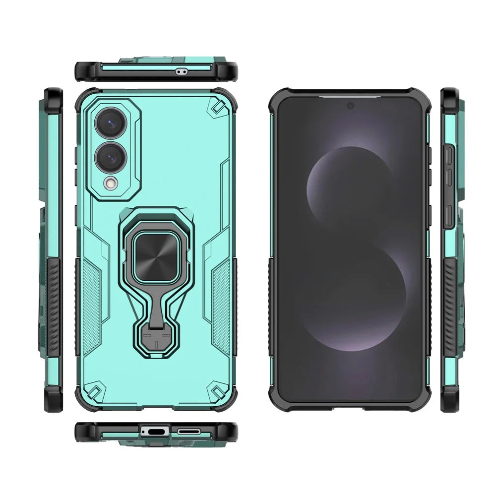 For Samsung Galaxy S25 Edge Case Rotatable Ring Kickstand PC + TPU Shockproof Phone Cover - Green - 5