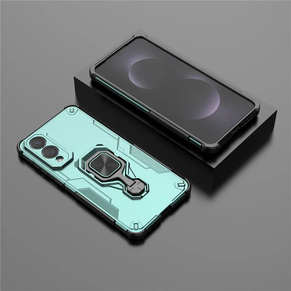 For Samsung Galaxy S25 Edge Case Rotatable Ring Kickstand PC + TPU Shockproof Phone Cover - Green - 6