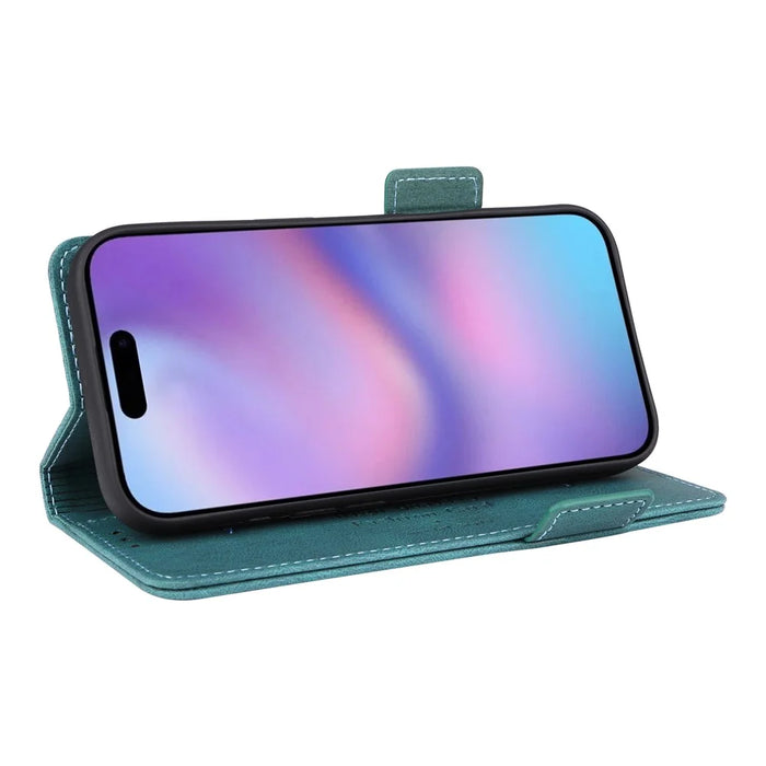 For iPhone 17 Case Leather Wallet Flip Phone Cover with Hardware Decor - Blue - 3