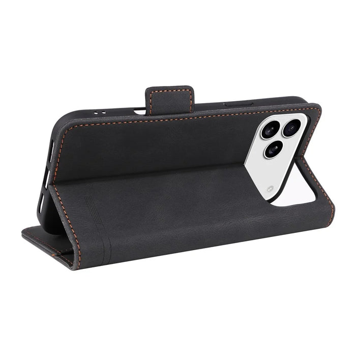 For iPhone 18 Pro / 17 Pro Case Leather Wallet Flip Phone Cover with Hardware Decor - Black - 4