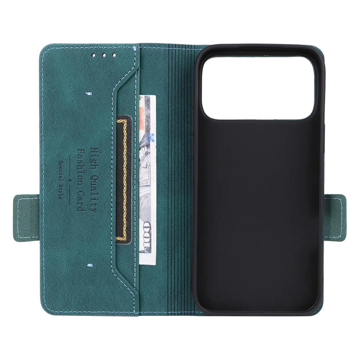 For iPhone 18 Pro Max / 17 Pro Max Case Leather Wallet Flip Phone Cover with Hardware Decor - Blue - 5