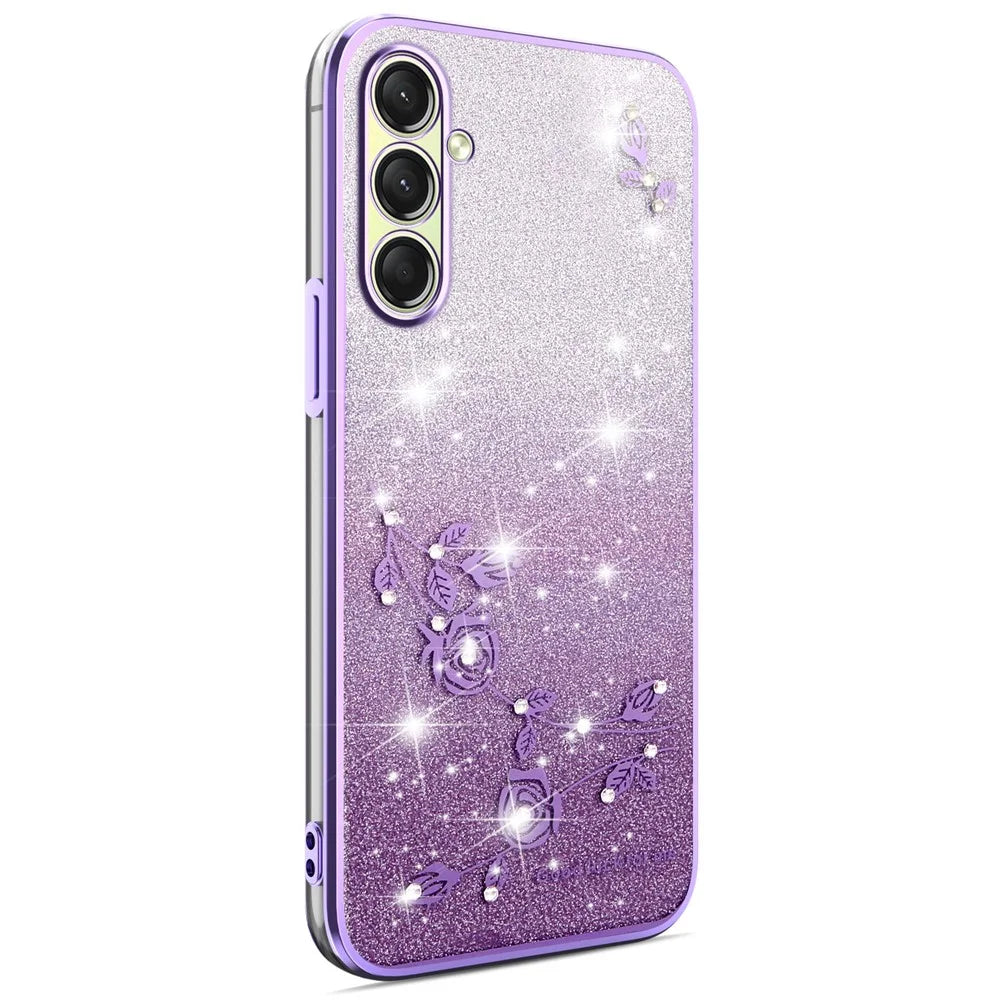 KADEM For Samsung Galaxy A18 5G / A18 4G / A17 5G / A17 4G Case Flower TPU Flexible Gradient Phone Cover - Purple - 1