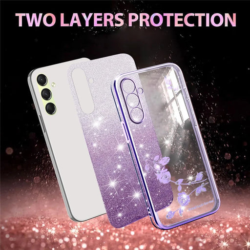 KADEM For Samsung Galaxy A18 5G / A18 4G / A17 5G / A17 4G Case Flower TPU Flexible Gradient Phone Cover - Purple - 2