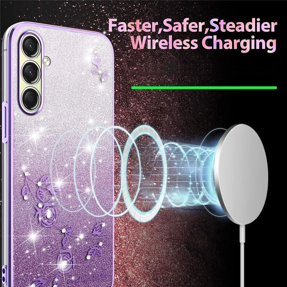 KADEM For Samsung Galaxy A18 5G / A18 4G / A17 5G / A17 4G Case Flower TPU Flexible Gradient Phone Cover - Purple - 3