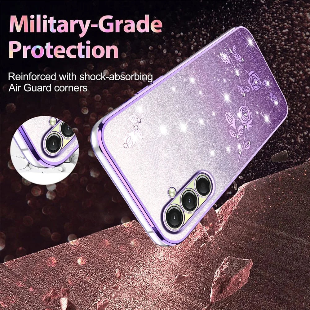 KADEM For Samsung Galaxy A18 5G / A18 4G / A17 5G / A17 4G Case Flower TPU Flexible Gradient Phone Cover - Purple - 4