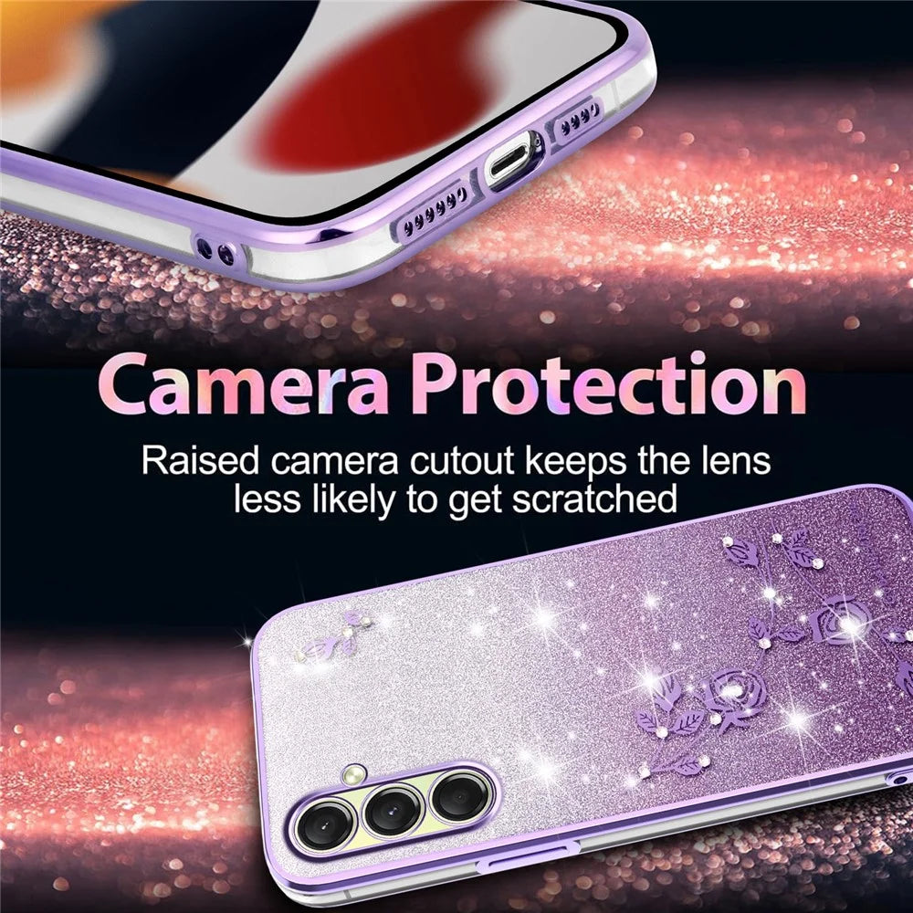 KADEM For Samsung Galaxy A18 5G / A18 4G / A17 5G / A17 4G Case Flower TPU Flexible Gradient Phone Cover - Purple - 5