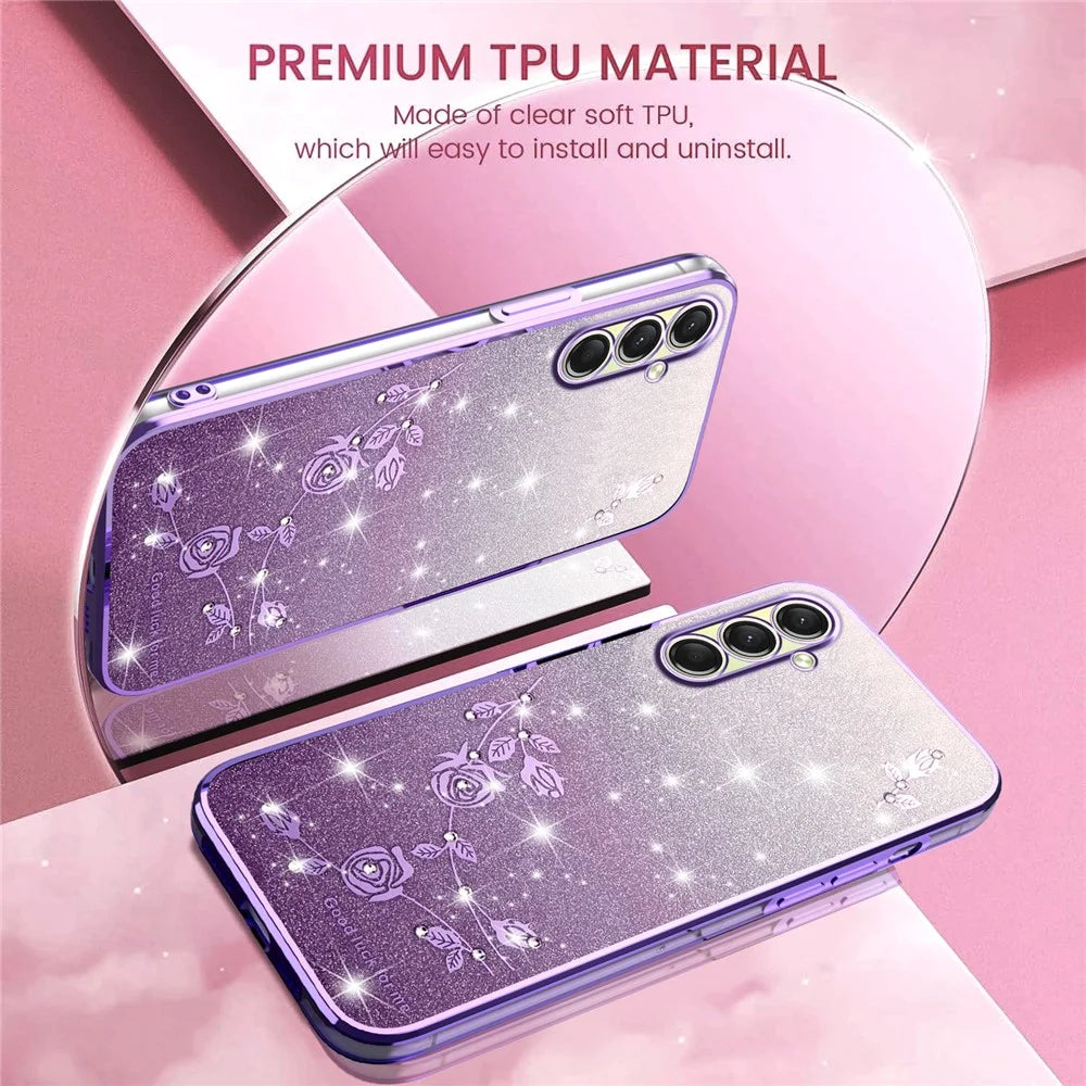 KADEM For Samsung Galaxy A18 5G / A18 4G / A17 5G / A17 4G Case Flower TPU Flexible Gradient Phone Cover - Purple - 6