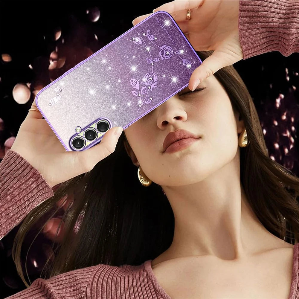 KADEM For Samsung Galaxy A18 5G / A18 4G / A17 5G / A17 4G Case Flower TPU Flexible Gradient Phone Cover - Purple - 7