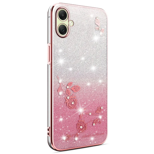 KADEM For Samsung Galaxy A06 4G Case Flower TPU Flexible Gradient Phone Cover - Rose Gold - 1
