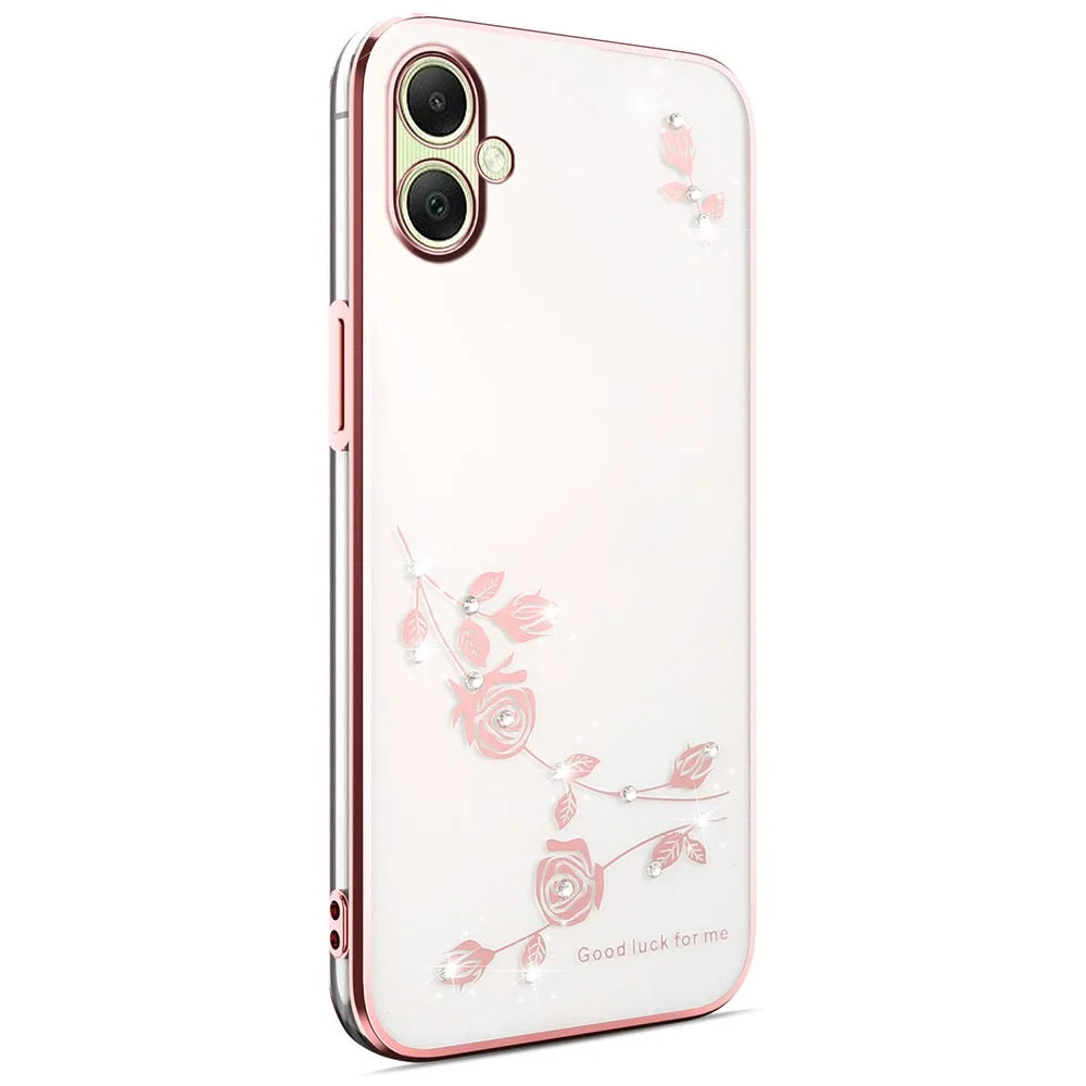 KADEM For Samsung Galaxy A08 5G / A08 4G / A07 4G Case Flower Rhinestone Decor TPU Phone Cover - Rose Gold - 1