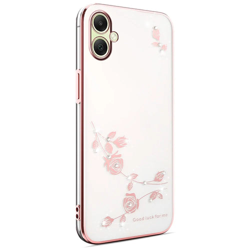 KADEM For Samsung Galaxy A08 5G / A08 4G / A07 4G Case Flower Rhinestone Decor TPU Phone Cover - Rose Gold - 1