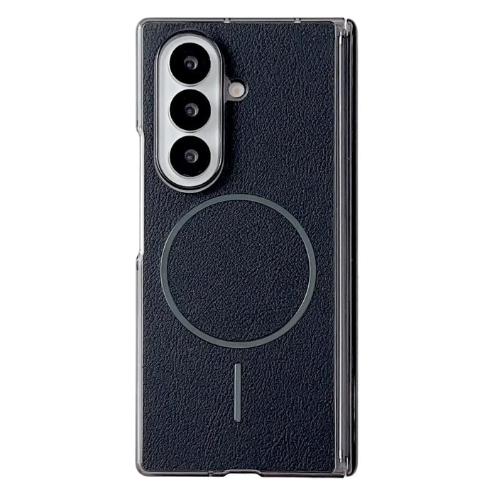 For Samsung Galaxy Z Fold7 5G Phone Magnetic Case Leather + PC Protective Cover - Black - 1